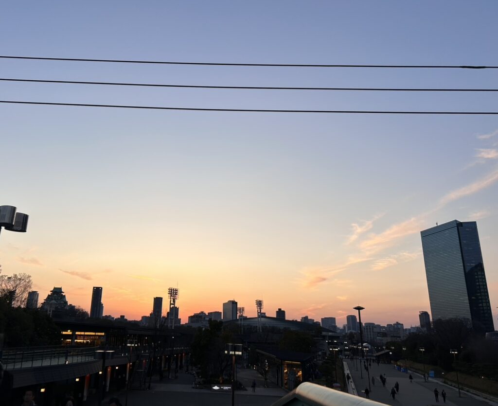大阪城公園からの景色(夕焼け)
