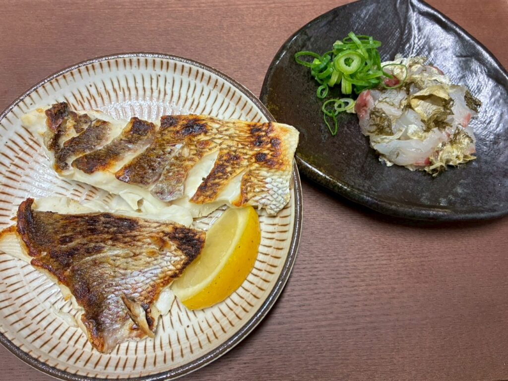 鯛の塩焼き・鯛の昆布締め